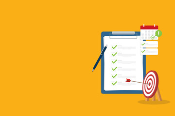 Successful completion of business tasks. Checklist with a business tasks completed.