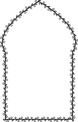 Oriental Arch spiral Leaf rectangular frame architectural window door laurel flower frame floral leaf borders natural botanical branches decoration wedding anniversary celebration beautiful arabesque 