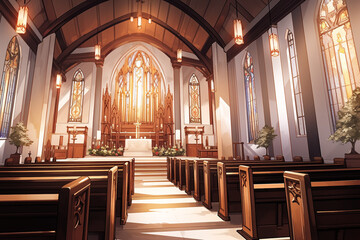 Fototapeta premium 繊細で芸術的な街や村系背景のイラスト(AI generated image)