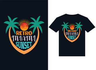 Retro Miami Sunset illustrations for print-ready T-Shirts design