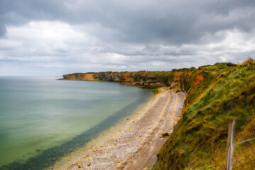 Obraz premium Pointe du Hoc, famous World War II site, on a summer day, in Normandy, France
