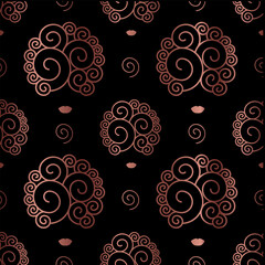 Woman face with curls seamless vector pattern