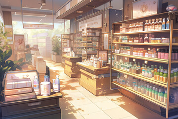 Fototapeta premium 繊細で芸術的な街や村系背景のイラスト(AI generated image)