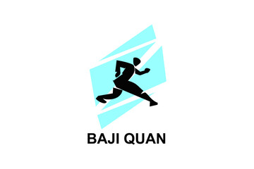 baji quan or "rake fist"  sport vector line icon. sportman, fighting stance. sport pictogram illustration.