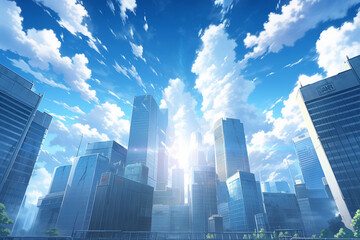 繊細で芸術的な街や村系背景のイラスト(AI generated image)