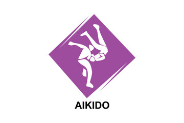 aikido sport vector line icon. sportman, fighting stance. sport pictogram illustration.