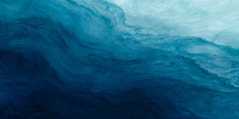 Keuken spatwand met foto Abstract watercolor paint background by gradient deep blue color with liquid fluid grunge texture for background, banner © korkeng