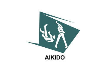 aikido sport vector line icon. sportman, fighting stance. sport pictogram illustration.