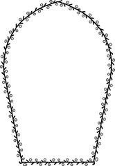 Pointed Horseshoe Arch spiral Leaf rectangular frame architectural window door laurel flower frame floral leaf borders natural botanical branches decoration wedding anniversary celebration beautiful