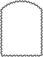 Segmental Arch spiral Leaf rectangular frame architectural window door laurel flower frame floral leaf borders natural botanical branches decoration wedding anniversary celebration beautiful arabesque