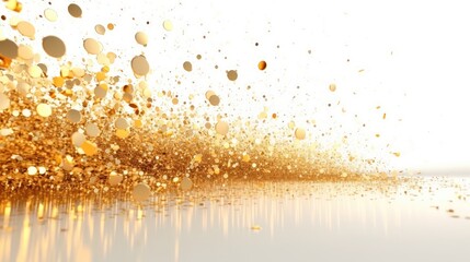 Golden glitter particles and dots abstract background. Generative AI