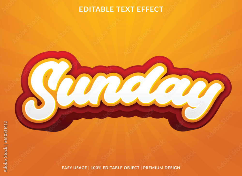 Poster sunday editable text effect template with abstract background and 3d style use for business brand an