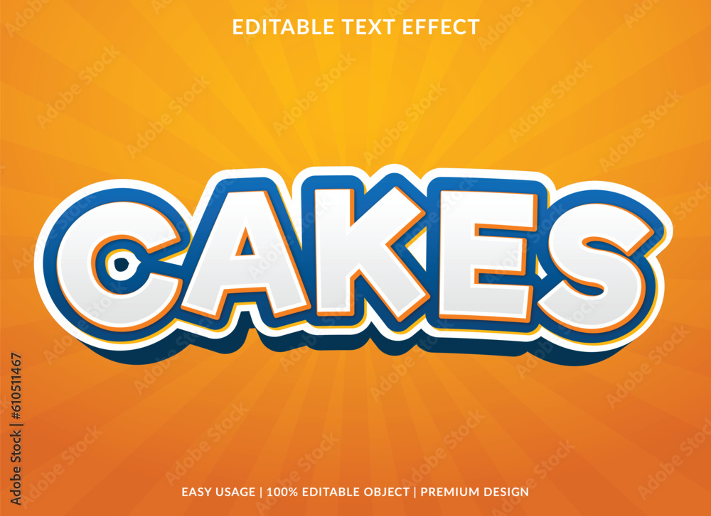 Poster cakes editable text effect template with abstract background and 3d style use for business brand and