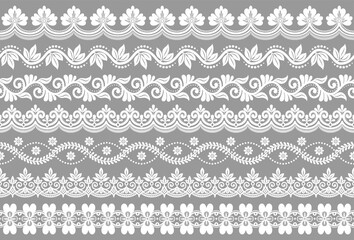 Vector set of floral elements. Seamless pattern for frames and borders. Used pattern brushes included. - obrazy, fototapety, plakaty