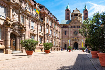 View of the Stadthaus and Cathedral in Speyer, Germany