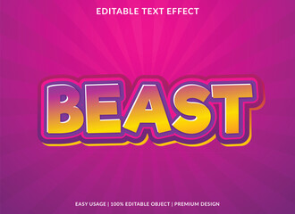 beast editable text effect template with abstract background and 3d style use for business brand and logo