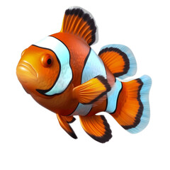 Orange clownfish isolated on white background, Generative AI - obrazy, fototapety, plakaty