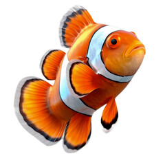 Orange clownfish isolated on transparent background, Generative AI - obrazy, fototapety, plakaty