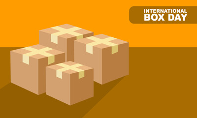 4 boxes or cardboard neatly arranged and bold text commemorating INTERNATIONAL BOX DAY On JUNE 19
