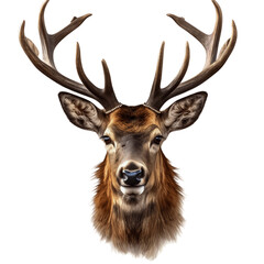 Portrait of deer with horns isolated on transparent background