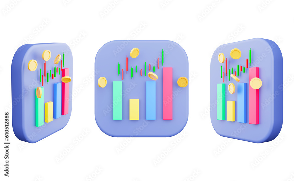 Poster 3d rendering of a financial graph concept finance stock market background transparency graphics
