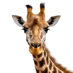 Portrait of giraffe isolated on white background
