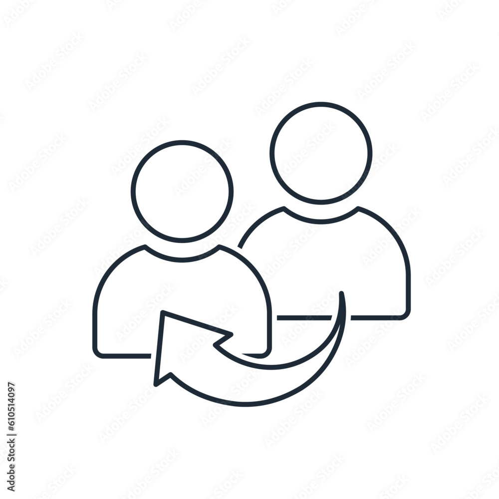 Poster two people and a transfer arrow between them.to convey, to share an idea, a skill, an impression.vec