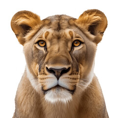 Close up of a lion isolated on transparent background 
