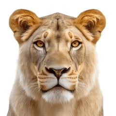 Portrait of a lion wildlife animal isolated on transparent background 