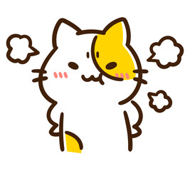 ぷんぷん怒るかわいいねこのキャラクターイラスト