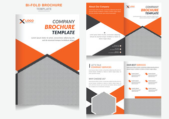 Professional real estate or construction business bi-fold brochure design construction company profile brochure template