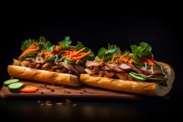 Fresh Baguette On Black Background