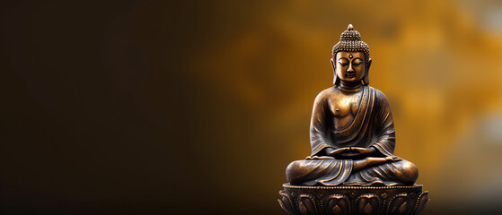 Buddha statue isolated on blur background generative ai, digital illustration. - obrazy, fototapety, plakaty