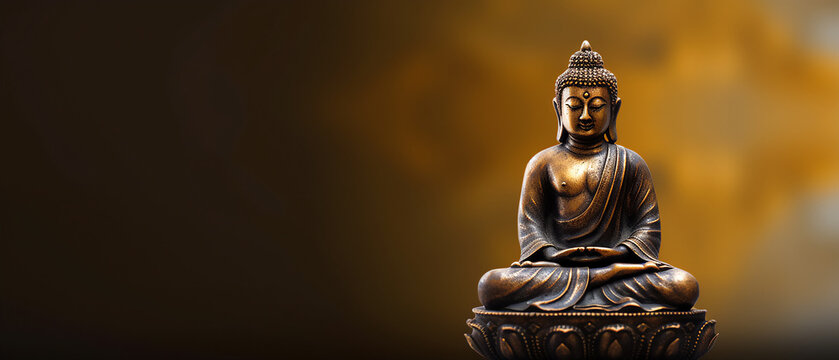 Buddha statue isolated on blur background generative ai, digital illustration.