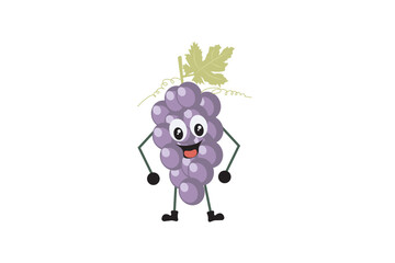 Vector funny cartoon grapes fruit has eyes and legs