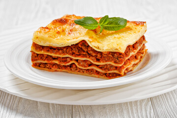 lasagne al forno, italian beef lasagna, top view