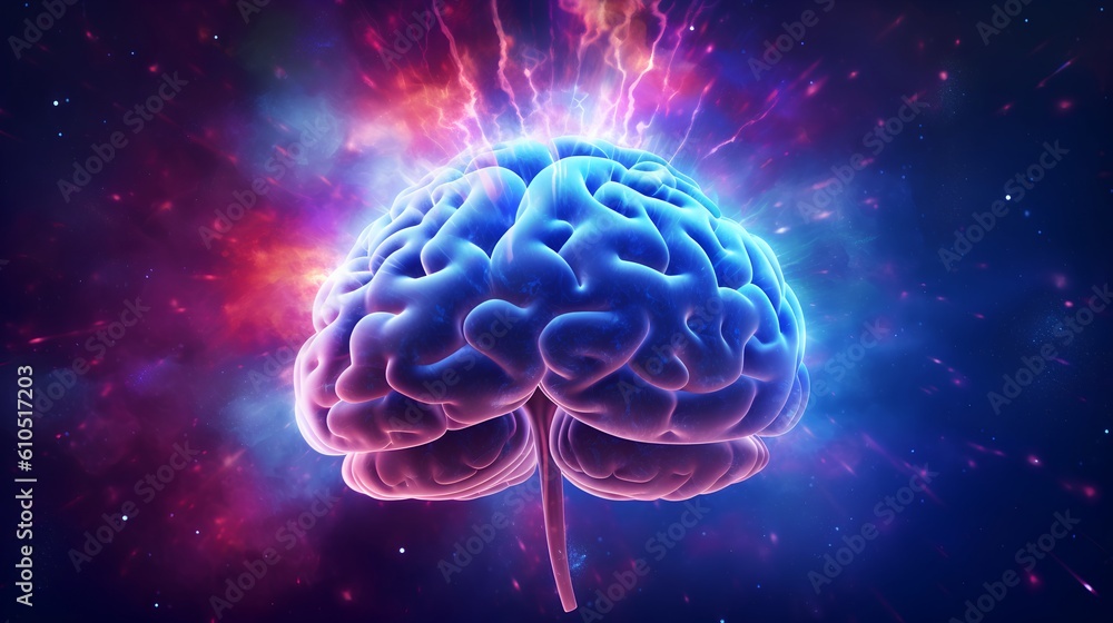 Poster field of neurology, visualization of the brain. workings of the human mind concept, emphasizing the 