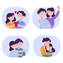 Set of people in various of love from family vector