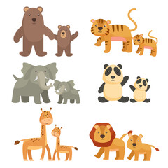 Fototapeta premium Set of animal in mother or father day concept