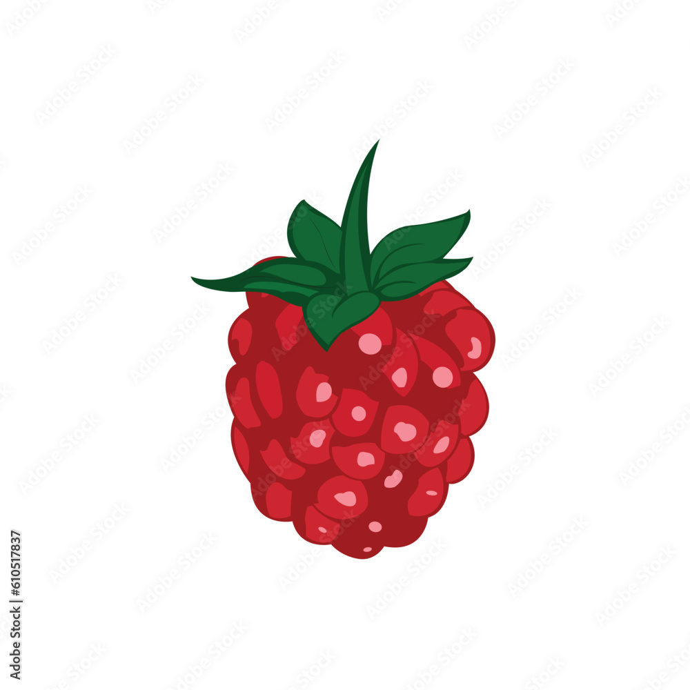 Poster raspberry with leaf vector icon. raspberry icon clipart. raspberry cartoon.
