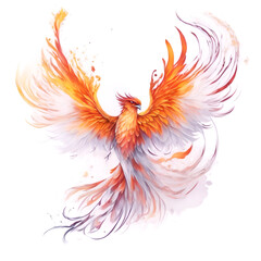 Obraz premium Phoenix spreading wings on a white background