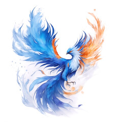 Obraz premium Phoenix spreading wings on a white background