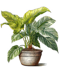 Obraz na płótnie Canvas Watercolor Tropical Plants In Pots white Background ,transparent background, PNG , Generative AI 