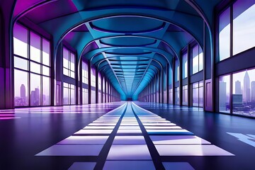 blue corridor in building