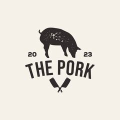 vintage logo pork template illustration