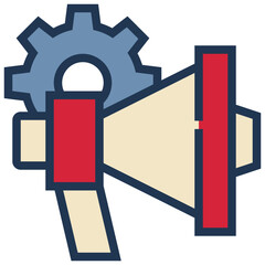 advertising horn loud cog wheel icon filled outline