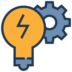 idea creative blub light cog gear wheel management icon filled outline