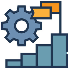 steps stair finish winner cog wheel management icon filled outline