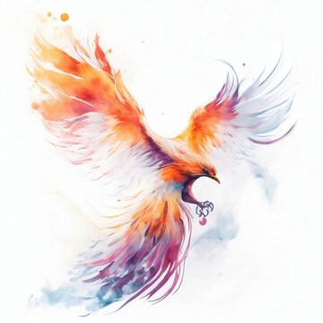 Phoenix spreading wings on a white background