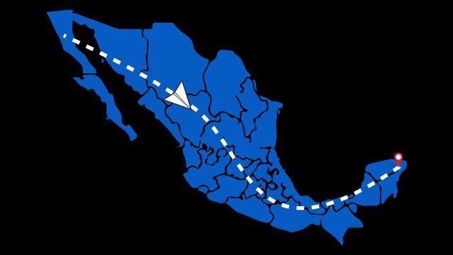 Mexico country map animation on transparent background